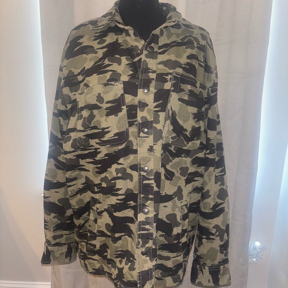 Carhartt RUGGED FLEX RELAXED FIT CANVAS FLEECE-LINED SNAPFRONT CAMO SHIRT JACKET - Picture 5 of 6